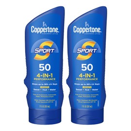 Coppertone Sport Sunscreen Lotion, protector solar SPF 50 de amplio espectro, paquete múltiple, 7 onzas líquidas, paquete de 2