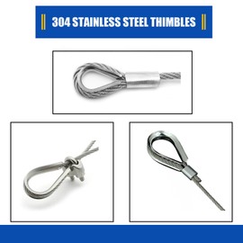 Growglow 50pcs Wire Rope Thimbles 304 Stainless Steel Crimp M3 Suitable for 1/8 Inch Diameter Stainless Steel Thimble Crimping Wire Rope with Ring Rope Ring Rigging Cable Engineering Project