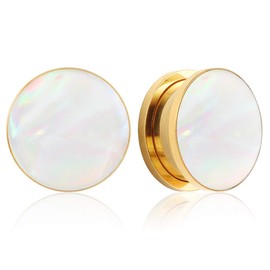 Casvort 2 PCS 8mm (0g) Hypoallergenic 316 Stainless Steel Gold Elegant Conch Screw Ear Tunnels Plugs Ear Gauges Stretcher Body Ear Piercings