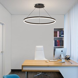 15.7in Modern Pendant Lights, Acrylic Anti Flicker Pendant Lamp with Remote Control LED Dimmable 3 Color Mode & Brightness (Warm & Cool & Neutral Light) Ceiling Lamp for Kitchen,Chandelier Black