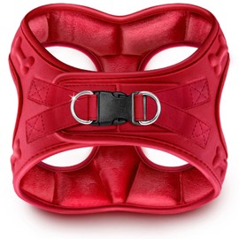Warmer Weather Dog Harness - Comfortable & Adjustable Harness for Dogs - Simple to Put-on Soft Padded Dog Vest Harness for Small and Medium Dogs (Red Plush, Chest Size 18" - 20")