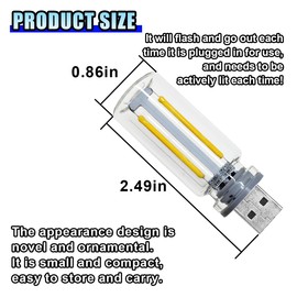 DUSCOKE USB LED Car Interior Atmosphere Light, Portable Mini Ambient Light Retro Car Lamps, Plug-in USB Touch Control LED Night Light Auto Interface Charging Lamp for Cars Hallway Bedroom (Warm color)