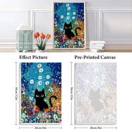 Fountor Paint by Numbers Kit for Adults Beginner & Kids Ages 8-12 with Wooden Frame Easy Acrylic on Canvas 8x12 inch with Paints and Brushes, Paint by Numbers Flowers Cat for Gift Home Wall Decor