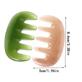Pack of 2 Massage Comb, Massage Wide Comb, Gua Sha Comb, Jade Stone Massage Comb, Round Tooth Comb, Guasha Hair Comb, Anti-Static Massage Comb, Massage Comb Hair, for Head, Face, etc