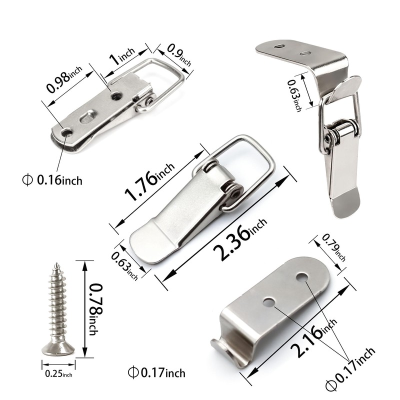 Lesnala 8 Pcs Stainless Steel 90 Degree Spring Toggle Lock