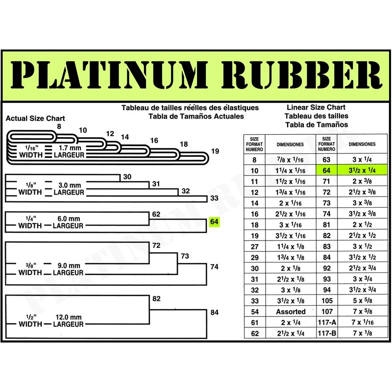 Black High Heat UV Resistant #64 Platinum Crepe Rubber Band