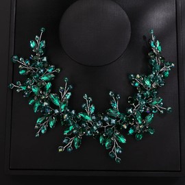 Teyglen Crystal Wedding Headband Bridal Flower Rhinestone Headband Hair Vine Dainty Flower Crystal Hair Pieces for Bride Handmade Headpieces Wedding Accessories for Women Girls