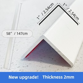 VNBQB 4 Pcs Aluminum Angle Corner Guards, 1" x 1" x 58" Metal Wall Corner Protector L-Shaped Molding Trim for Wall Door Frame Cabinet Protection Decoration, 2 mm Thickness, White