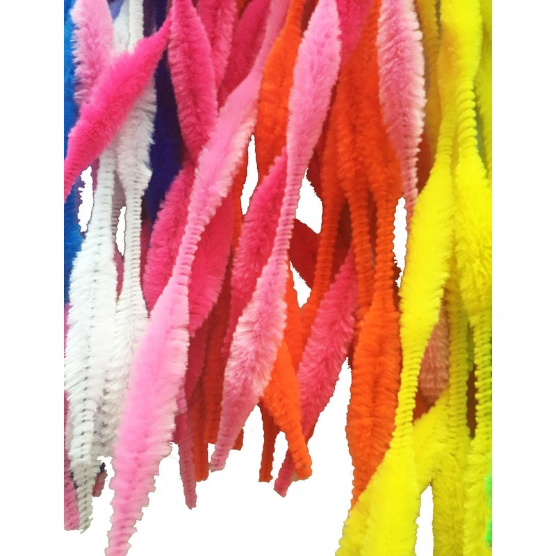 Carykon Pack of 100 Pipe Cleaners Fuzzy Bumpy Chenille Stems