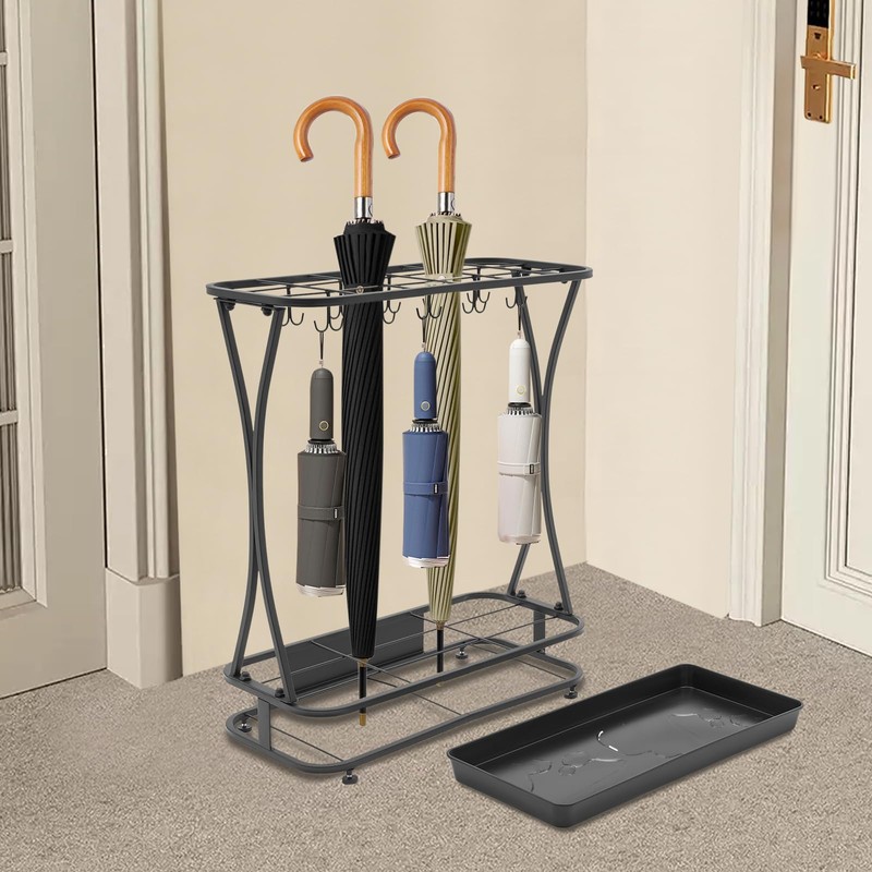 kunghei Metal Umbrella Storage Holder Stand with Removable Drip Tray,