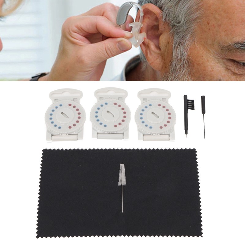Hearing Amplifier Cleaning Kit Replacement Wax Filters Set with Cloth
