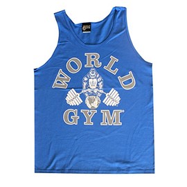 World Gym W321 Tank Top Athletic-Cut Classic Logo (M, Royal)