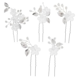 ieron 5 Pcs Hair Clips Flower Bridal Hair Clips Silver Bridal Hair Accessories Wedding Hair Accessories Communion Girls Hair Clips