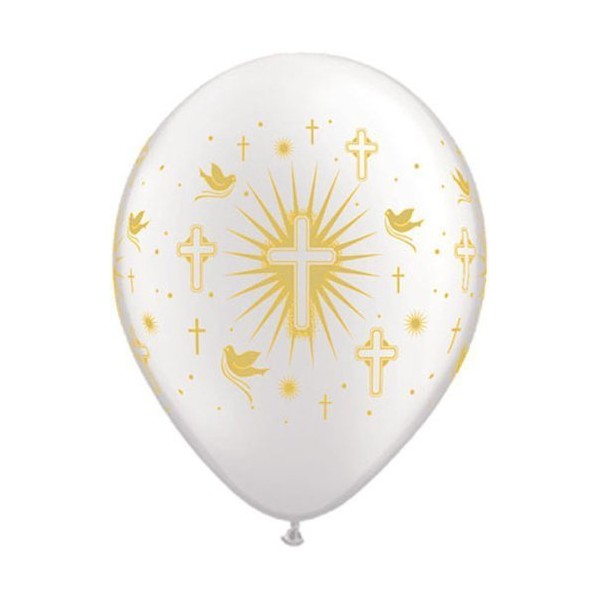 Religious Cross and Doves 11" Latex Balloons (Pack Of10)