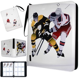 Hockey Card Binder, Trading Card Binder 9 Pocket with 50 Removable Sleeves Fits 900 Sport Cards, 3 Ring Card Holder Binder with Zipper, Collector Storage Album