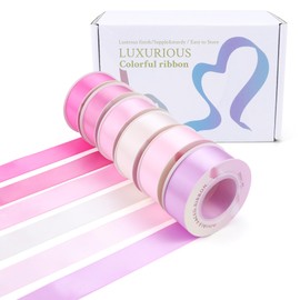 6 Colors Double Face Satin Ribbon 1 Inch x 60 Yards Double Sided Solid Polyester Ribbon Set for Gift Wrapping, Crafts Bows, Wedding Decorations, DIY Party Supplies, Floral Arrangements