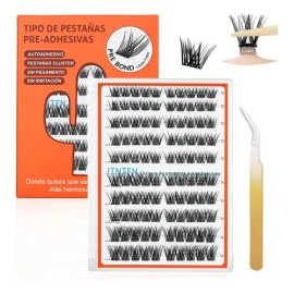 Racimos Extensiones De Pestañas Autoadhesivas Naturales Diy Color Ágata Negra Tipo De Curvatura D