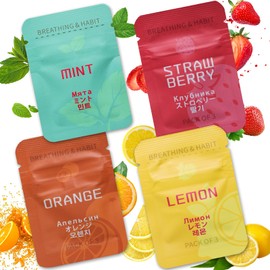 HOKHIM Vape Breathing Necklace Core Refills – 12-Pack for Mindful Breathing Necklace - for Breath Practice, Calming, Relaxation & Focus - Mint, Lemon, Orange & Strawberry (4 Flavors)