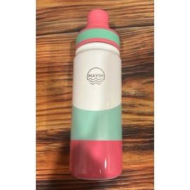 Mayim Pink & Green 22 Oz Stainless Steel Sports Insulated Water Bottle Pink New