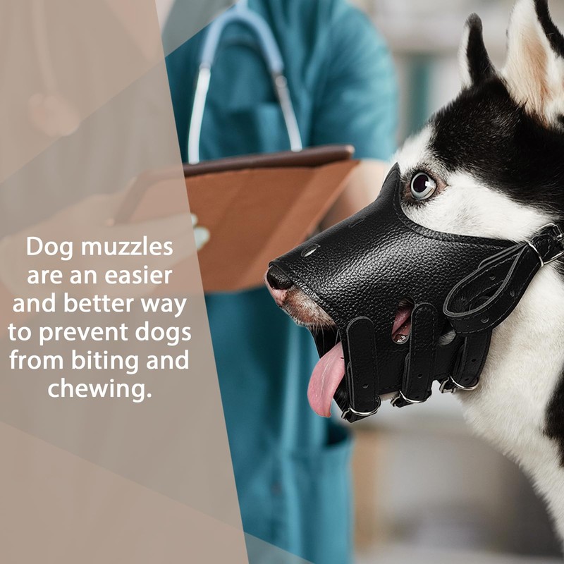BARKLESS Dog Muzzle Leather, Soft Secure Anti-Barking Leather Muzzle for