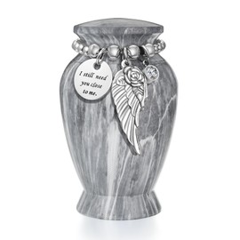 Small Urns for Human Ashes Keepsake 2.85 Inches Memorial Mini Cremation Urn for Women Men Aluminum Decorative Funeral Urns - Gray Marble