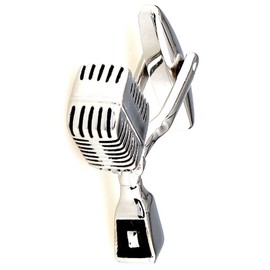 MRCUFF Microphone Radio DJ MC Music Pair of Cufflinks in a Presentation Gift Box & Polishing Cloth