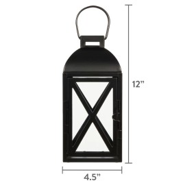 Unbranded Mainstays Decorative Black Metal Pillar Candleholder Lantern, 10", Small