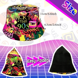 3 Pcs 80s 90s Bucket Hats Vintage Print Bucket Hat Retro 80s Rapper Hat 80s Accessories for Men Mardi Gras Outdoor Summer Fisherman Hat for Men Women 80s 90s Party Supplies Multicolored