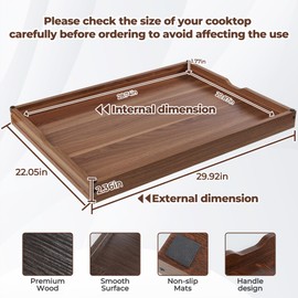 Wolki Noodle Board Stove Covers - 30"L x 22"W x 2.5"Th Heavy-Duty Gas & Electric Stove Top Cover with Built-in Handles for RV and Wooden Serving Tray
