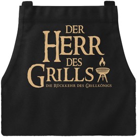 MoonWorks BBQ Apron for Men with Saying Fleisch ist mein Gemüse Cotton Apron Kitchen Apron, Mr. Grill Black