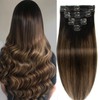 Clip in Hair Extensions Real Human Hair Natural Black Light