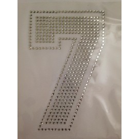 Unbranded LARGE NUMBER 7 CRYSTAL/CLEAR RHINESTONE IRON ON TRANSFER  Size 6”x4”