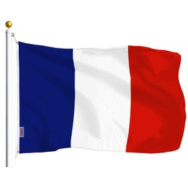 G128 Combo Pack: USA American Flag 3x5 Ft 75D Printed Stars & France (French) Flag 3x5 Ft 75D Printed