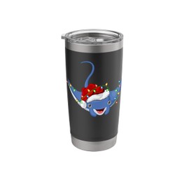Xmas Lights Santa Hat Stingray Fish Christmas Stainless Steel Insulated Tumbler