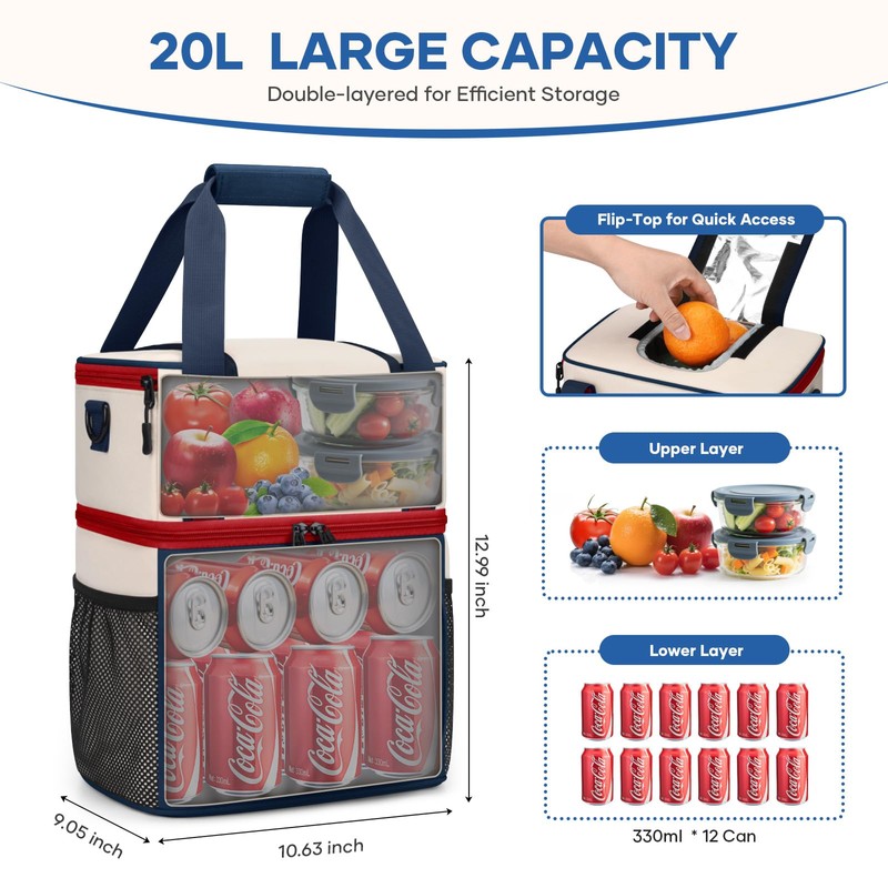 Maelstrom Lunch Box for Women,20L Insulated Lunch Bag Men,Leakproof Double