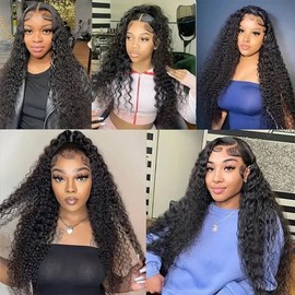 Kinky Curly Human Hair Bundles Color #1B Unprocessed Brazilian Hair 3 Bundles 14 14 14 Inch Natural Black Color Ocean Wave Bundle Human Hair Extensions