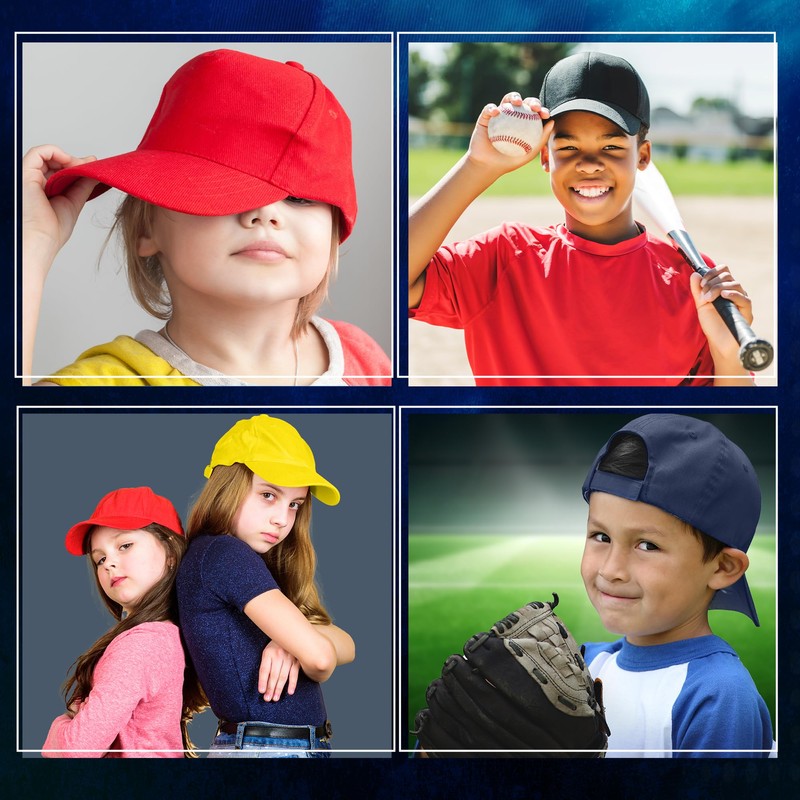 HiFEN® Unisex Kids 5 Panel Pre-Curved Plain Adjustable Baseball Cap