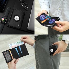 Timoxi Airtag Wallet mit Münzfach, Kreditkartenetui Herren aus Premium Leder,Geldbörse Herren mit RFID Schutz, Kartenetui für 9-11 Karten(airtag Nicht im Produkt enthalten)
