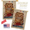 Patriotic Scottish Fold Burlap Garden House Flags Set Animals Cat