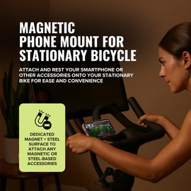 Stripebird - Magnetic Phone Mount for Stationary Bicycle (White) - Bike Mount w/Neodymium Magnets - Phone Holder for Gym Equipment, Stationary Bike - Cell Holder for Treadmill