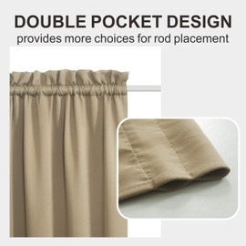 Aquazolax Door Curtain 40 Inch Length - Room Darkening Black Out Kitchen Living Room Curtains Drapery for Short Door Window - Single Panel in 54 Wide, Taupe/Khaki