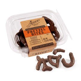 Asher's Chocolates, Chocolate Covered Pretzel Bites, Gourmet Sweet and Salty Candy, Small Batches of Kosher Chocolate, Family Owned Since 1892, (5.57oz, Dark Chocolate)