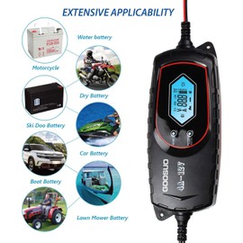 GOOSUO Car Trickle Battery Charger, Battery Maintainer Automatic, 6V 12V Fully Automatic Smart Battery Charger, Trickle Charger Multipurpose Set for Trucks, Motorcycles, Lawn Mower, Scooter