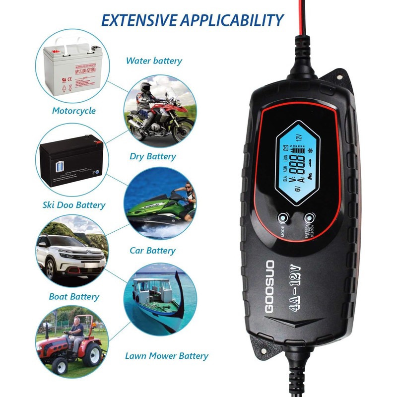 GOOSUO Car Trickle Battery Charger, Battery Maintainer Automatic, 6V 12V