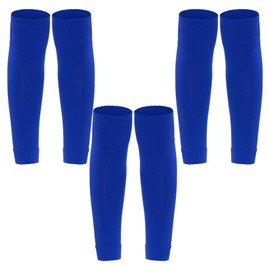 phnydreg 3 Pairs Black Leg Sleeve Socks Shin for Men Women Soccer Running Cycling (3, Blue)