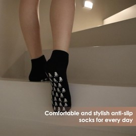 ETQSI 12 pares de calcetines antideslizantes para mujer, calcetines de yoga con empuñaduras, color sólido, calcetines de tobillo a granel para el hogar, Color: 12 pares/pie multimedia, 5.5-9 Tall