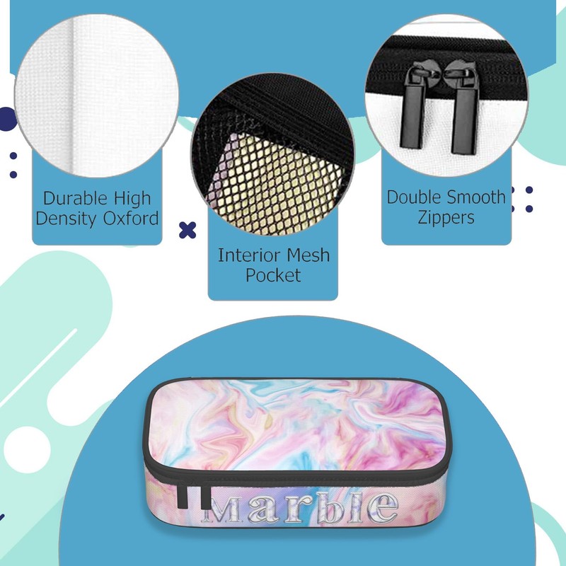 ERRKEWEND Marble Graphic Pencil Case Bag for Kid, Durable Soft