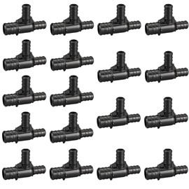 TenKe 18 Pack Pex Fittings 3/4" x 1/2" x 1/2" Reducing TEE Elbow Poly PPSU Barb Crimp Fittings ASTM F-2159, cUPC Certified (18PCS 3/4"X1/2"X1/2" (Reducing TEE))