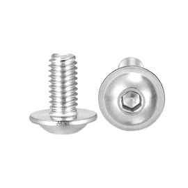 sourcing map Flanged Button Head Socket Cap Screws, M4*8mm Hex Socket Drive Screw, 304 Stainless Steel Fasteners Bolts, Fully Threaded Machine Screw 50Pcs