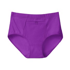 drafform Women's Pocket Panties High Waisted Underwear with Secret Front Pocket Purple